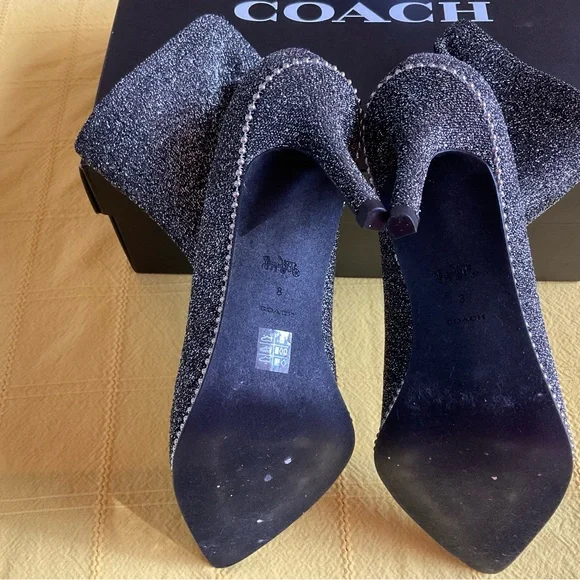 BARLEY WORN ….COACH WHITNEY LUREX BOOTIE Ankle Boots - Picture 6 of 11